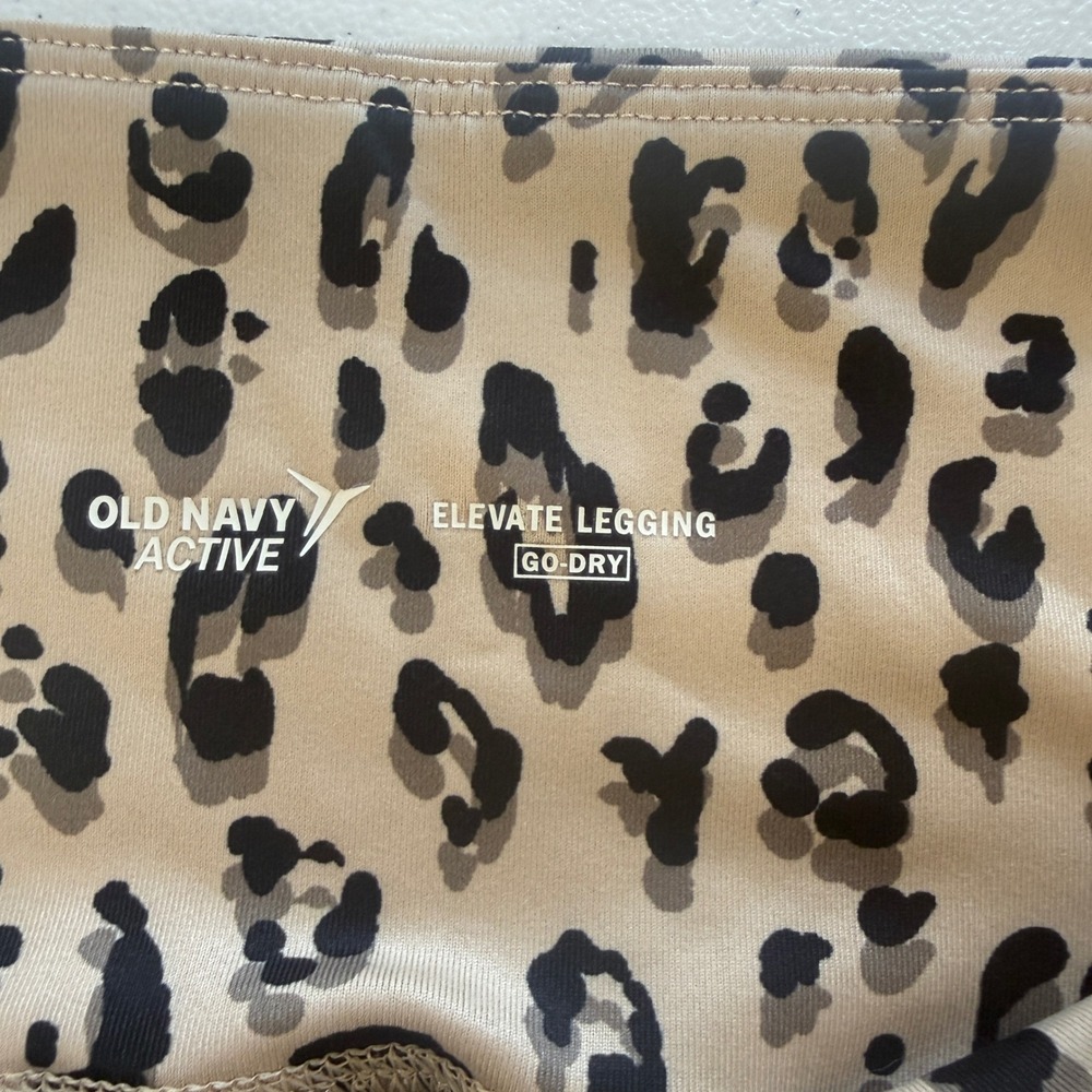 Old Navy Active Elevate Legging Crop Womens XL Tan Leopard NWT High Rise Go-Dry - Picture 2 of 7